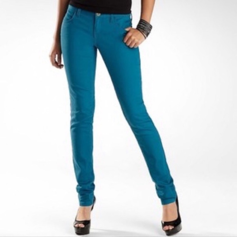 Free People Teal Straight Skinny Leg Jeans Sz 24